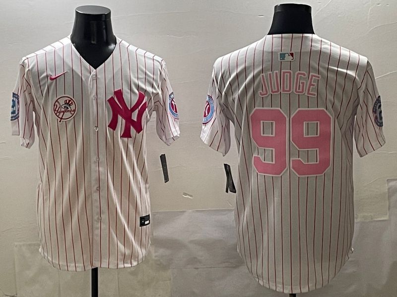 Men New York Yankees #99 Judge Stripe Red Jointly Name 2025 Nike MLB Jersey style 7->new york yankees->MLB Jersey